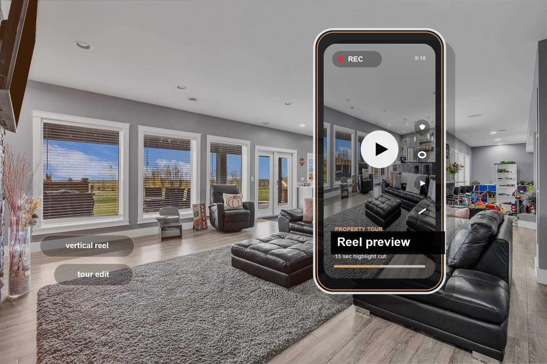 Regina real estate video marketing with a social media listing reel frame